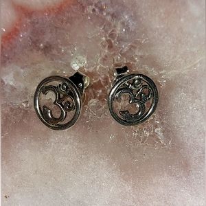 Om Sign 🕉 Sterling Silver Stud Earrings